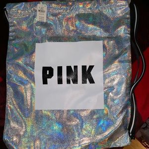 NWT VS Pink Holo drawstring backpack